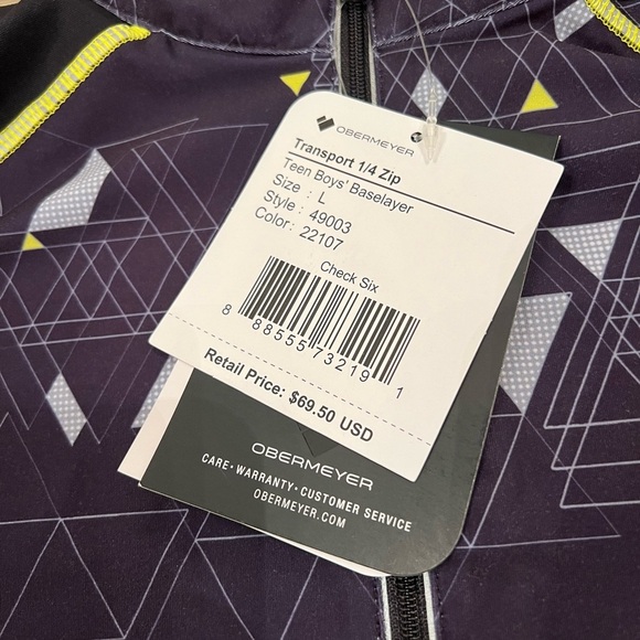 NWT Obermeyer Teen Boys Transport 1/4 Zip Base Layer in Black in size L - Picture 7 of 7